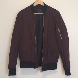 Maroon zip up bomber jacket